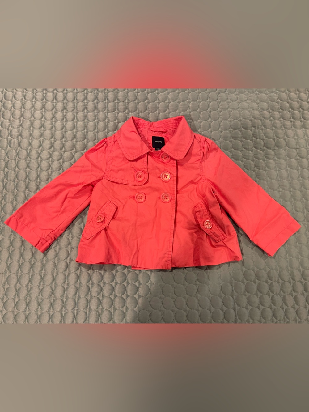 Vintage GAP Coral Double-Breasted Pea Coat 100% Cotton Sz 18-24 Months Toddler